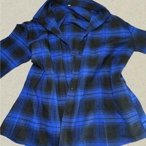 Vibrant Blue and Black Plaid Shirt